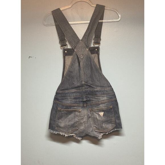 Vintage GUESS Jeans Romper Overalls Shorts Blue Sz S Shortalls Denim Distressed - Picture 6 of 7